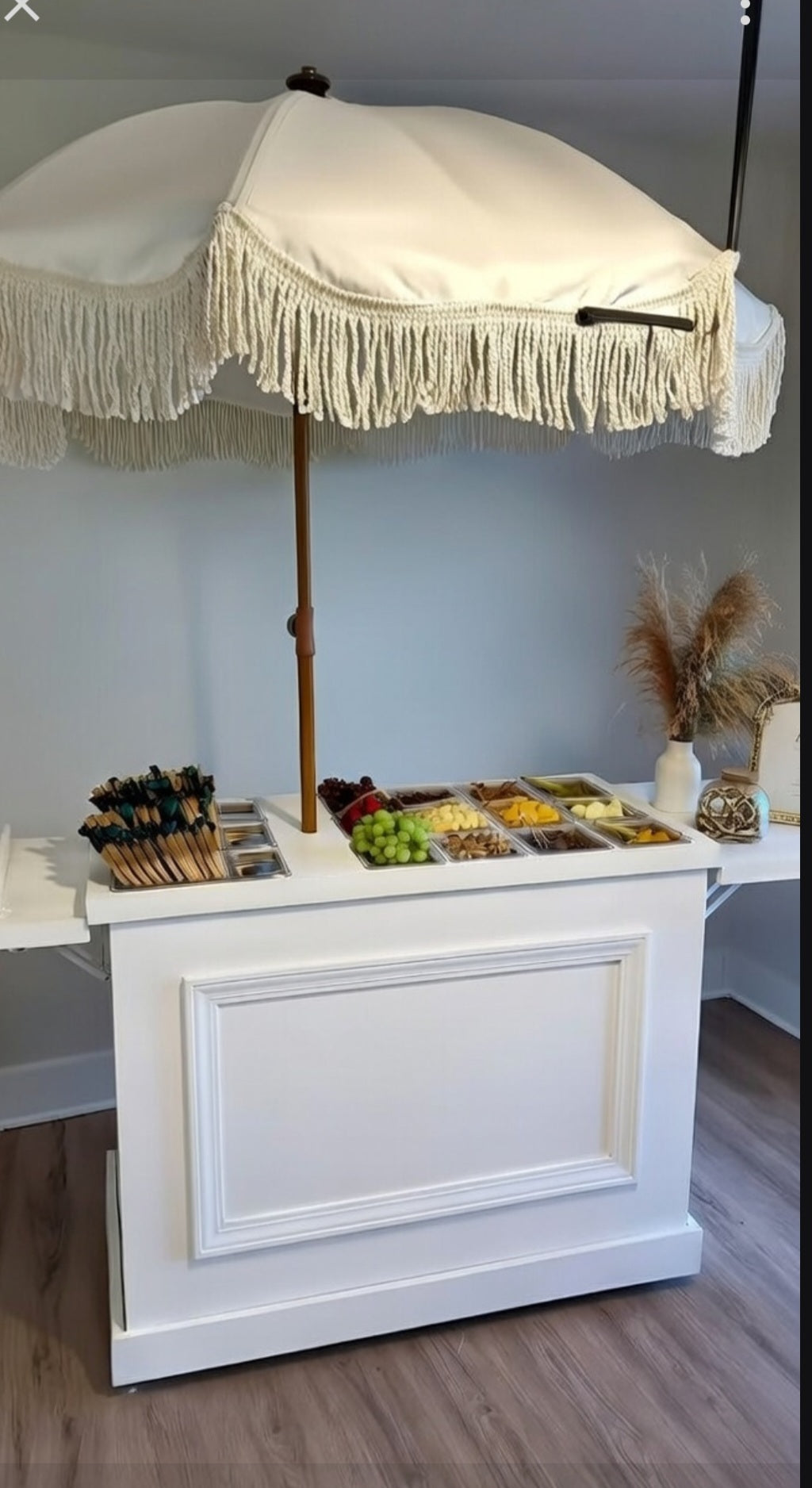 Custom Cart with extra U shape Bar interchangeable Custom Logo side extensions 9 cutouts 2 countertops